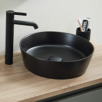 Aufsatzwaschtisch schwarz rund