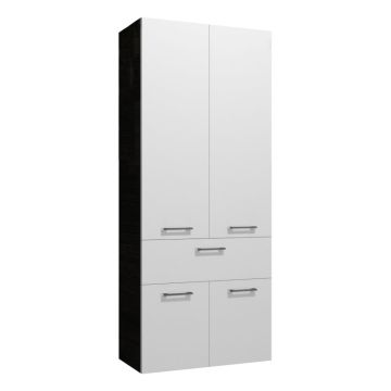 Badea Hochschrank 70 cm, 4 Türen, 1 Auszug, 3 Glaseinlegeböden