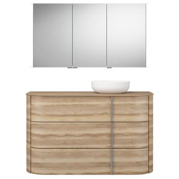 Burgbad Lavo 2.0 Badmöbel Set 61 - 122 cm, Spiegelschrank, Keramik-Aufsatzbecken