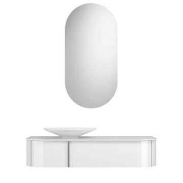 Burgbad Lavo 2.0 Badmöbel Set 36 - 121 cm, Mineralguss-Aufsatzebcken, Leuchtspie