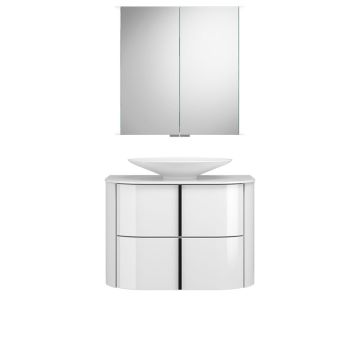 Burgbad Lavo 2.0 Badmöbel Set 42 - 72 cm, Spiegelschrank, Mineralguss-Aufsatzbec