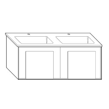 Burgbad Moto Keramik-Doppelwaschtisch mit Unterschrank 123 cm Skizze