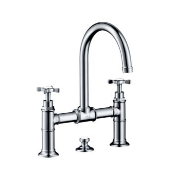 Axor Montreux Waschtischarmatur 220 mit Kreuzgriffen, Zugstangen-Ablaufgarnitur