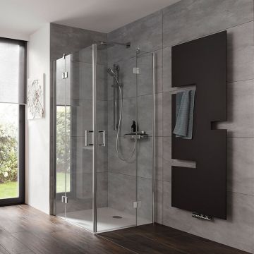 HSK Aperto Dusche mit Eckeinstieg - 2 pendelbare Drehtüren und 2 Festelemente