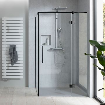 HSK Aperto Pro pendelbare Drehtür an Nebenteil mit Seitenwand