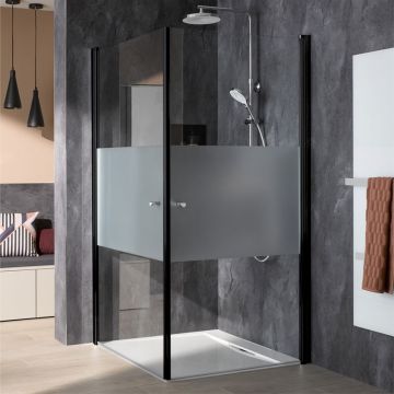 HSK Exklusiv 2.0 Dusche mit Eckeinstieg Schwarz-matt