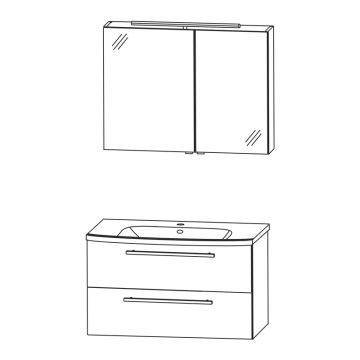 Laguna Kera.Home Badmöbel Set - 95 cm Skizze