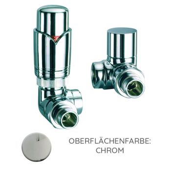 Nordholm Design-Armaturen Set, Chrom, Winkel-Eck, Thermostat im Vorlauf rechts