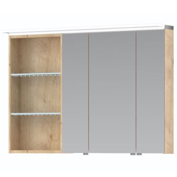 Puris Swing Spiegelschrank mit Regal 140 cm Serie C links