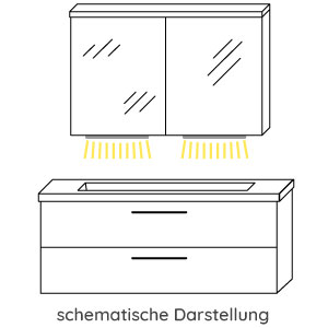 Waschplatz-Beleuchtung: 2x LED, 12V, 2,8 Watt, Breite: 65 cm