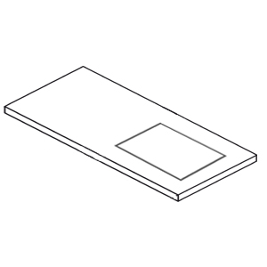 Ausschnitt Waschtischplatte: rechts für Nizza 390 mm ohne Armaturlochbohrung