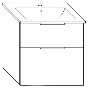 Ausführung Waschtisch mit Unterschrank: 62 cm, aus Keramik