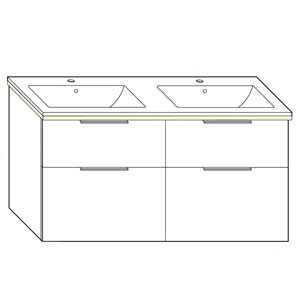 Ausführung Waschtisch mit Unterschrank: 122 cm, aus Keramik, inkl. Waschtisch-Beleuchtung