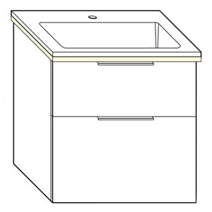 Ausführung Waschtisch mit Unterschrank: 62 cm, aus Mineralguss, inkl. Waschtisch-Beleuchtung