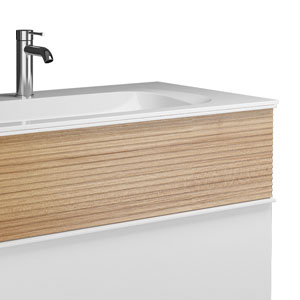 Ausführung Waschtisch mit Unterschrank: mit Plisséefront - Tectona Dekor Zimt