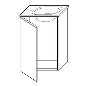 Ausführung Waschtisch mit Unterschrank: Beckenmulde rechts - Türanschlag links