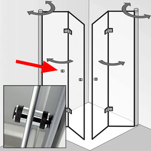 Zusatzgriff: mit zusätzlichen Knopfgriff am 2. Türelement - links