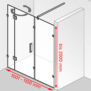 Breite / Höhe: 1001 - 1100 mm / bis 2000 mm