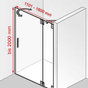 Breite / Höhe: 1101 - 1600 mm / bis 2000 mm