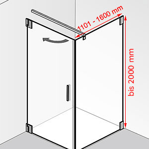 Tiefe / Höhe: 1101 - 1600 mm / bis 2000 mm
