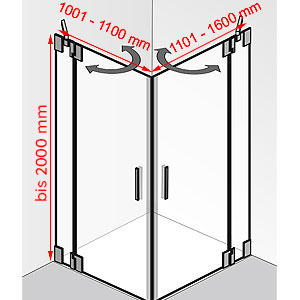 Breite / Tiefe / Höhe: 1001 - 1100 mm / 1101 - 1600 mm / bis 2000 mm