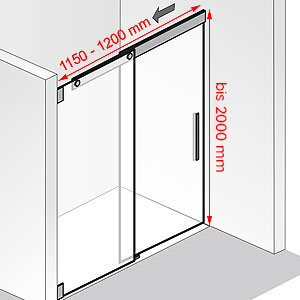 Breite / Höhe: 1150 - 1200 mm / bis 2000 mm