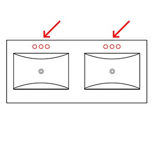 Hahnloch: mit Bohrungen für 3 Loch Armatur