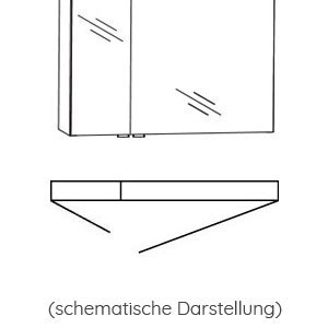 Ausführung Spiegelschrank: Große Tür rechts, kleine Tür links