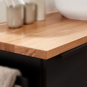 Stärke Waschtischplatte: 30 mm - Massivholzplatte, ohne LED-Beleuchtung