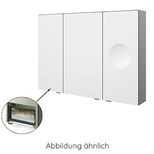 Ausführung Spiegelschrank: Platz für Kosmetik-Tuchbox links, Lupenspiegel rechts