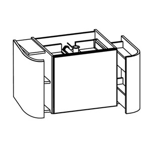 Ausführung Waschtischunterschrank: 1 Drehtür links, 1 Auszug rechts