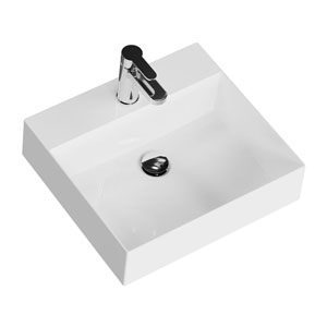 Waschtisch-Typ: 50 cm - ELEGANCE Squared, Keramik, Zwangsablauf