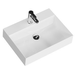 Waschtisch-Typ: 60 cm - ELEGANCE Squared, Keramik, Zwangsablauf