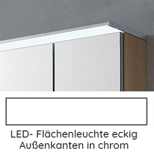 Aufsatzleuchte: eckig, Außenkanten chrom, 13,6 Watt, 90 cm Breite