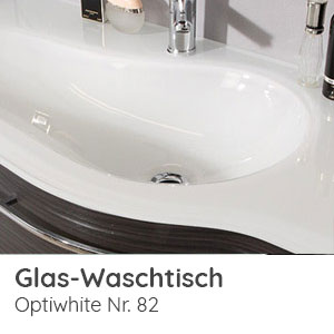 Waschtisch-Typ / -Farbe: Glaswaschtisch Optiwhite 1412 mm Breite - Ablage rechts