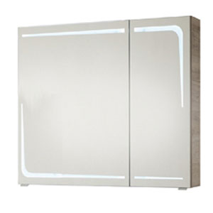 Ausführung Spiegelschrank: Große Tür links, kleine Tür rechts