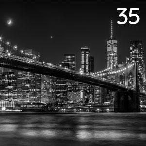 Motiv: New York bei Nacht Schwarz-Weiss