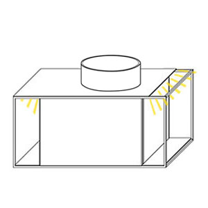 Ausführung Waschtisch mit Unterschrank: Becken rechts, mit Waschtisch-Beleuchtung 2 x 0,7 Watt